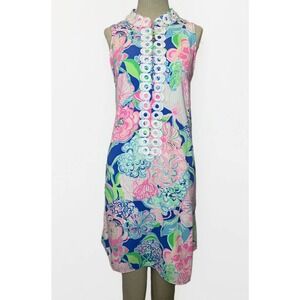 Lilly Pulitzer Dress 6 White Pink Blue Jane Shift‎ Peony for your Thoughts
